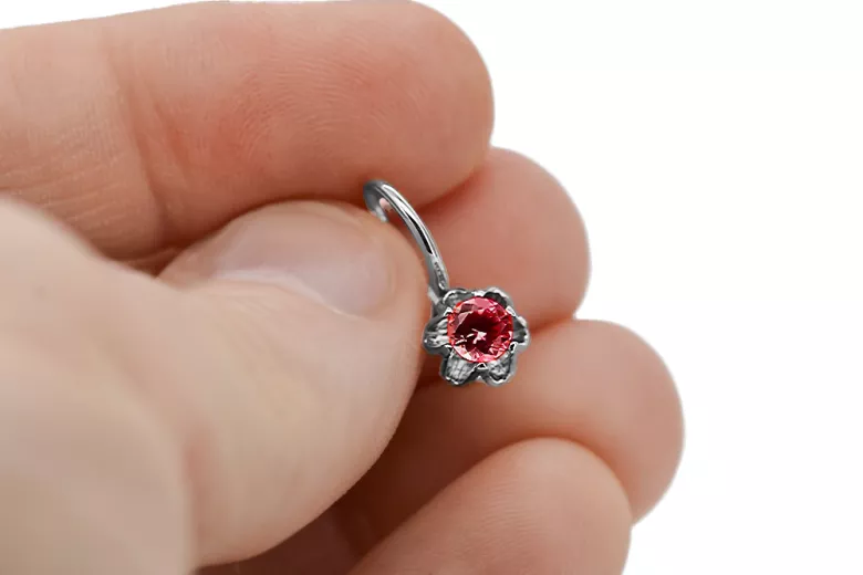 Стерлінгове срібло 925 925 Ruby Сережки vec013s Російський Радянський СРСР Вінтаж Ар-деко style